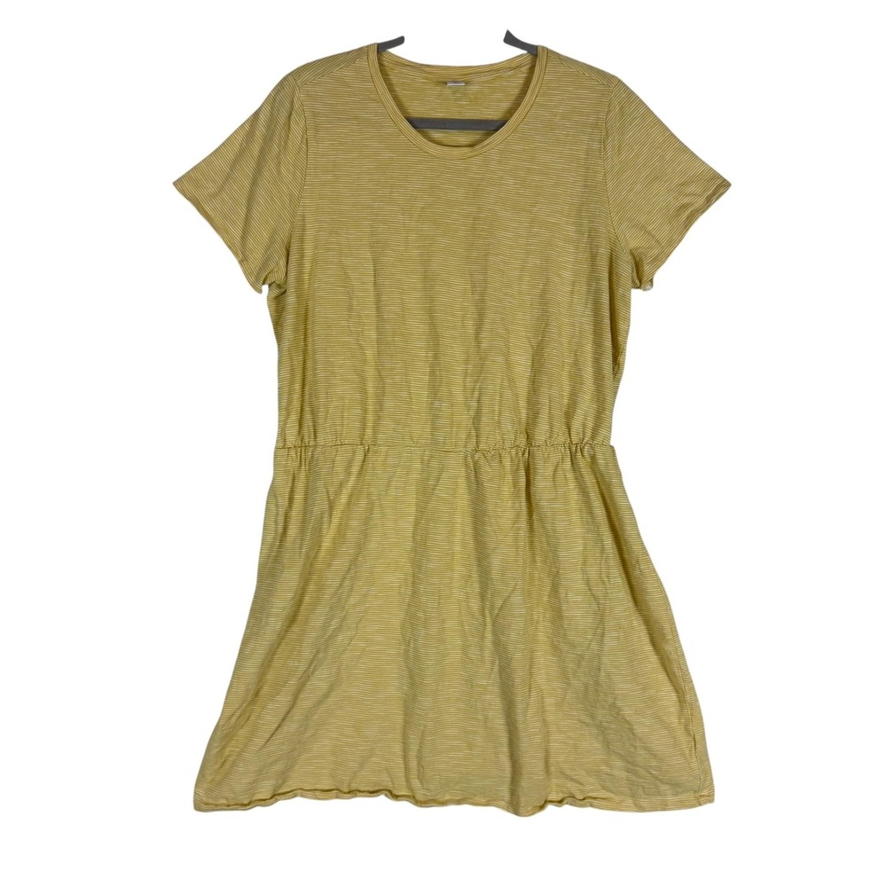 Old Navy Dress Womens XL Yellow Stripe T-Shirt Short Sleeve Elastic Waist Mini